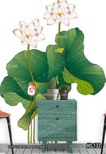  Tranh dán tường Hoa Sen - Tranh tường chất lượng cao