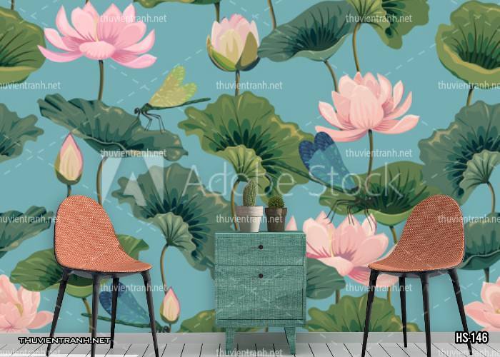 Tranh dán tường Hoa Sen - Tranh tường chất lượng cao