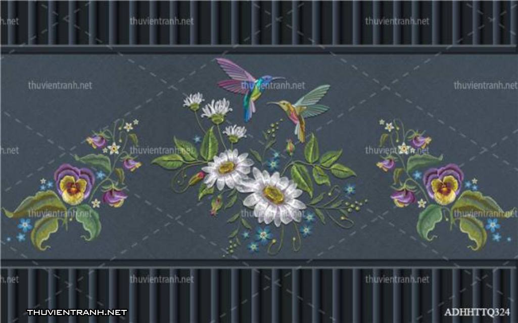 Tranh 3D nền tường phào chỉ và họa tiết trang trí thiên nhiên - Tranh tường chất lượng cao