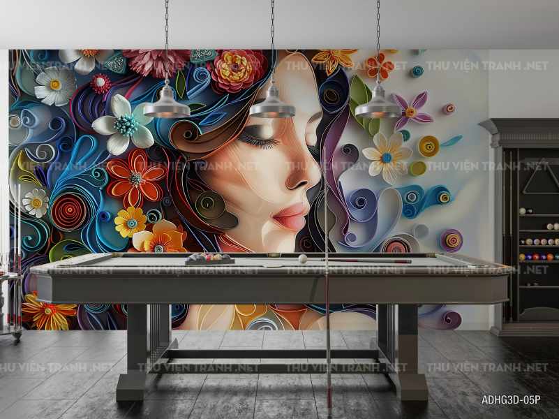 Cô gái 3D, tranh cô gái nghệ thuật gấp giấy origami - Tranh tường chất lượng cao