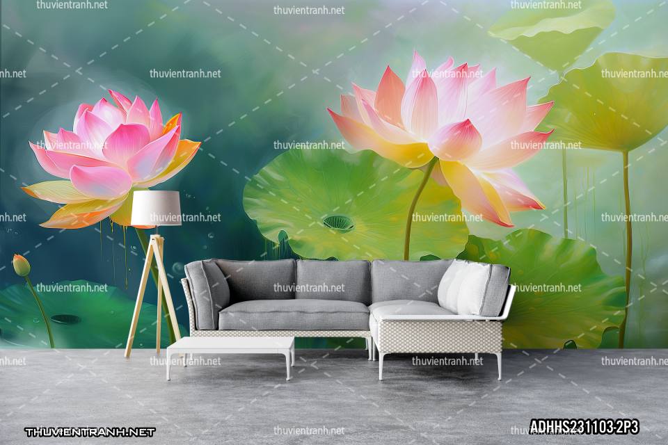 Tranh dán tường Hoa Sen - Tranh tường chất lượng cao