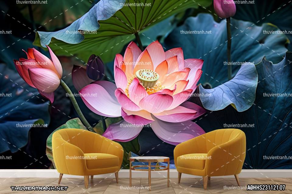 Tranh dán tường Hoa Sen - Tranh tường chất lượng cao