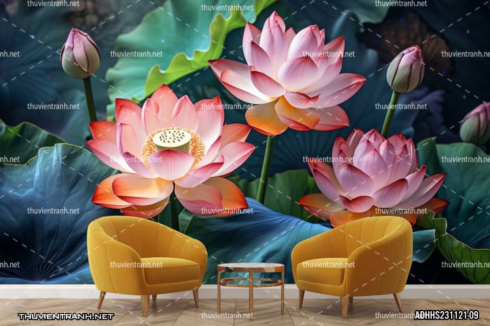 Tranh dán tường Hoa Sen - Tranh tường chất lượng cao