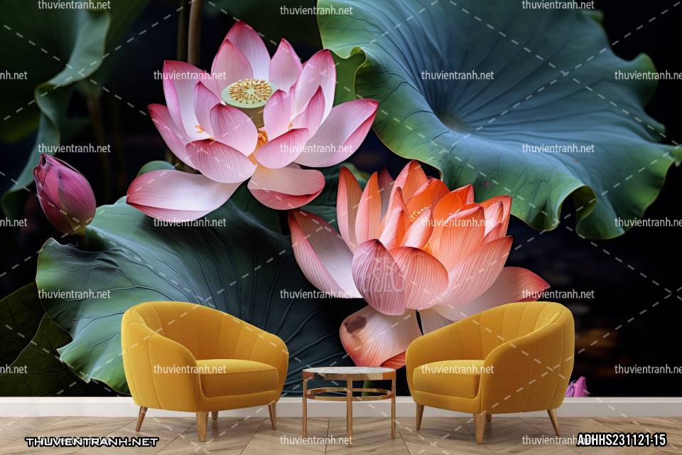 Tranh dán tường Hoa Sen - Tranh tường chất lượng cao