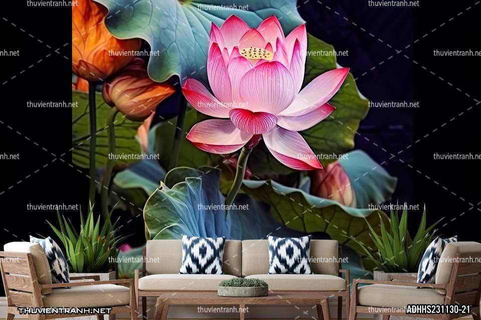 Tranh dán tường Hoa Sen - Tranh tường chất lượng cao