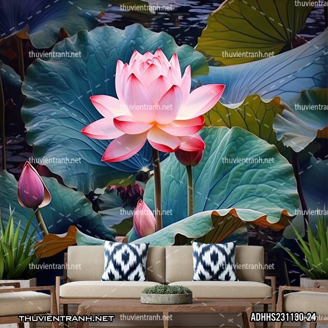 Tranh dán tường Hoa Sen - Tranh tường chất lượng cao