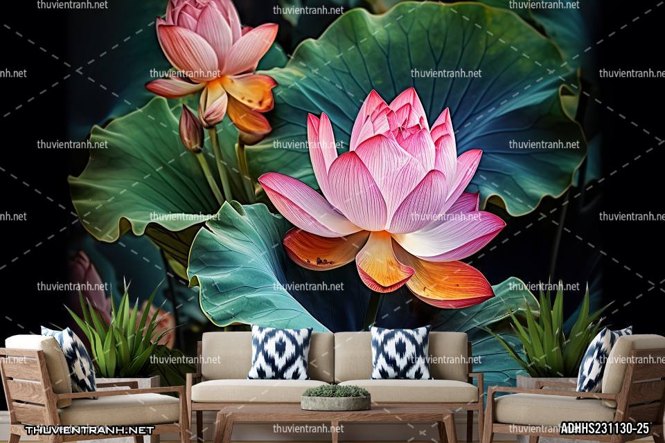 Tranh dán tường Hoa Sen - Tranh tường chất lượng cao