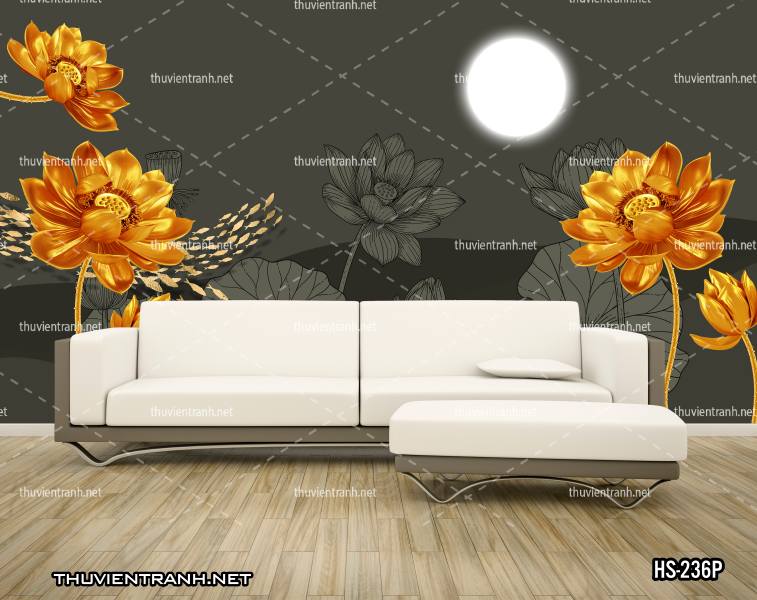 Tranh dán tường Hoa Sen - Tranh tường chất lượng cao