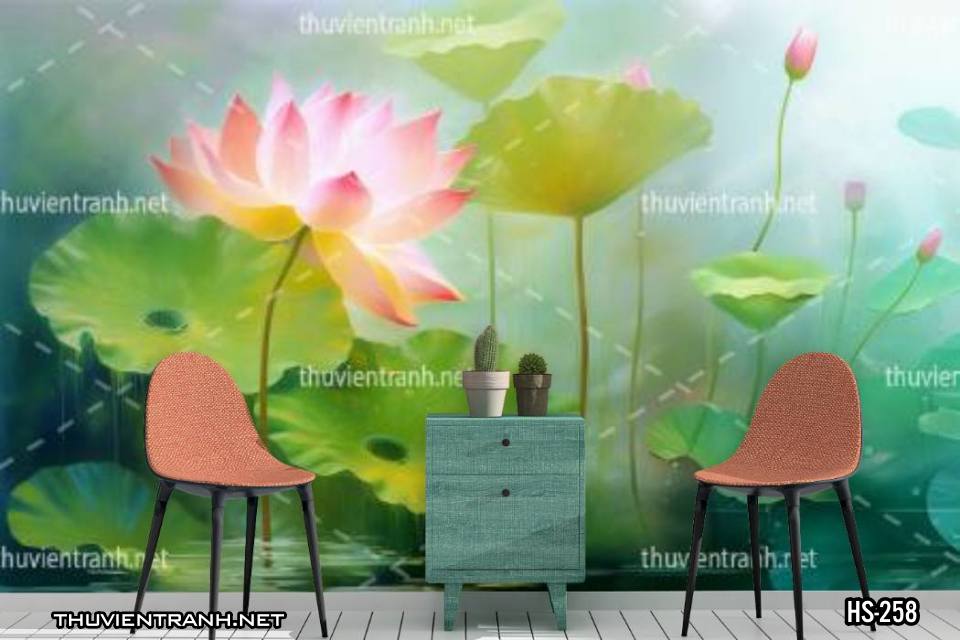 Tranh dán tường Hoa Sen - Tranh tường chất lượng cao