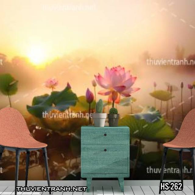 Tranh dán tường Hoa Sen - Tranh tường chất lượng cao