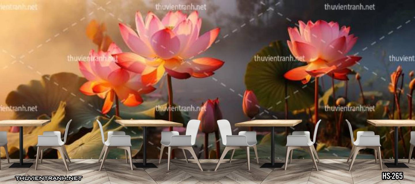 Tranh dán tường Hoa Sen - Tranh tường chất lượng cao