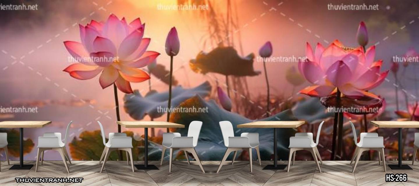 Tranh dán tường Hoa Sen - Tranh tường chất lượng cao