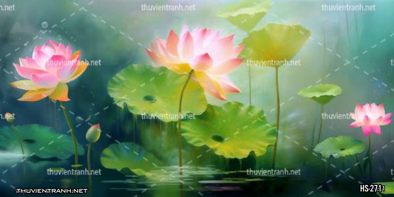 Tranh dán tường Hoa Sen - Tranh tường chất lượng cao