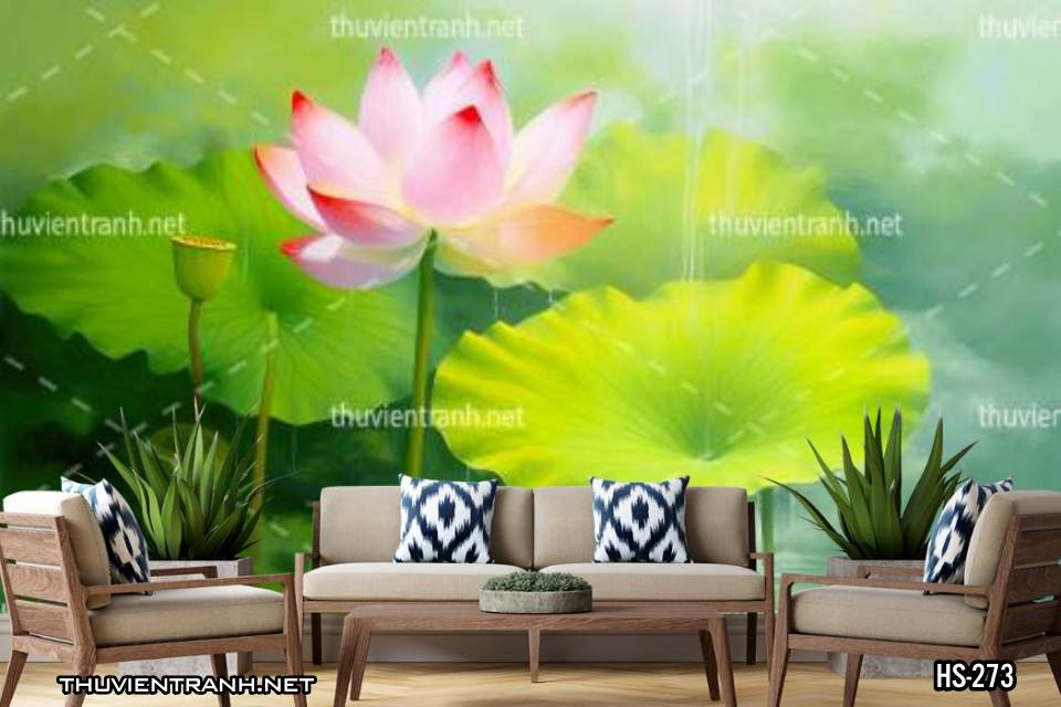 Tranh dán tường Hoa Sen - Tranh tường chất lượng cao