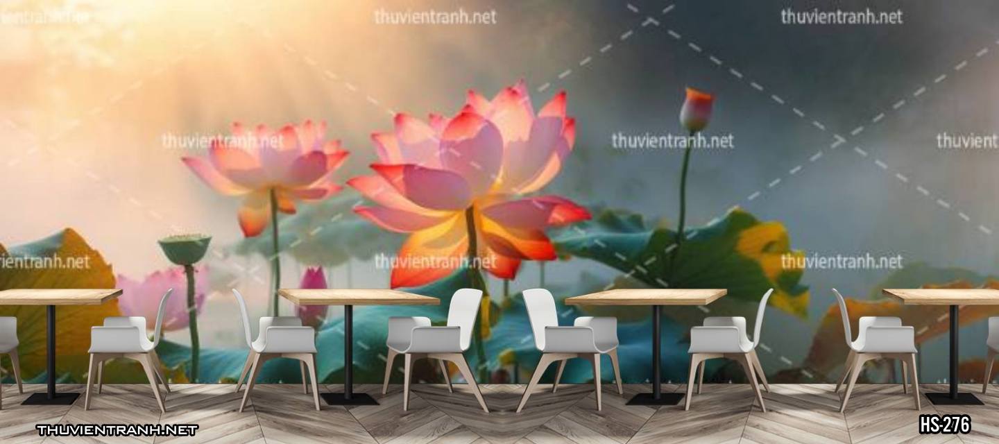 Tranh dán tường Hoa Sen - Tranh tường chất lượng cao