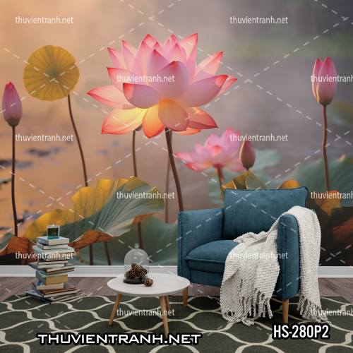 Tranh dán tường Hoa Sen - Tranh tường chất lượng cao