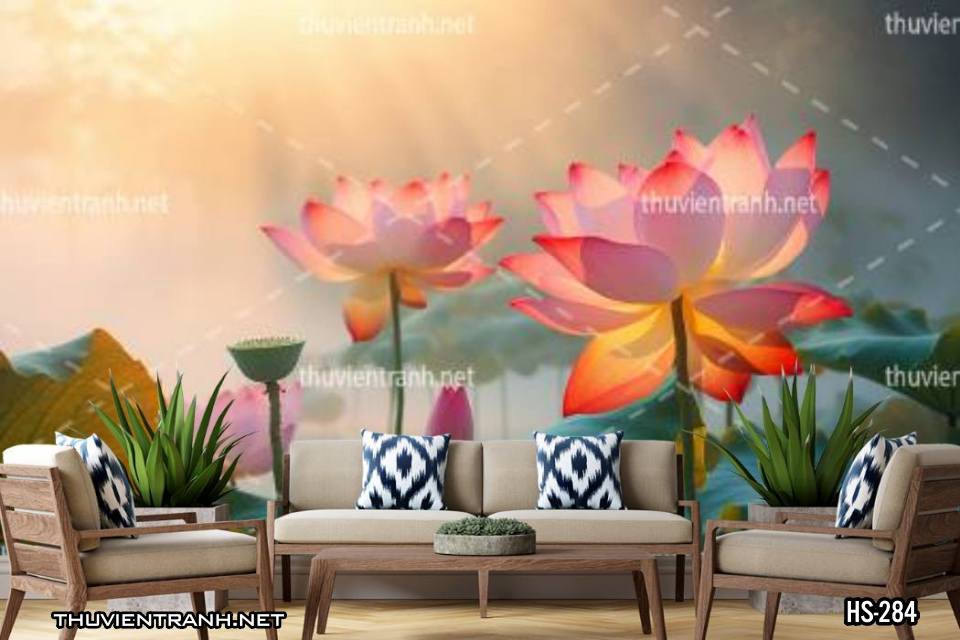 Tranh dán tường Hoa Sen - Tranh tường chất lượng cao