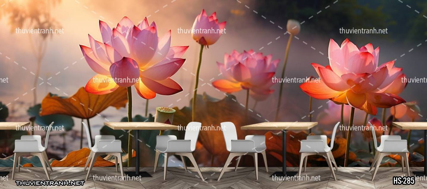 Tranh dán tường Hoa Sen - Tranh tường chất lượng cao