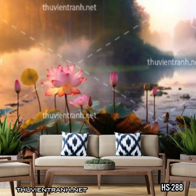 Tranh dán tường Hoa Sen - Tranh tường chất lượng cao