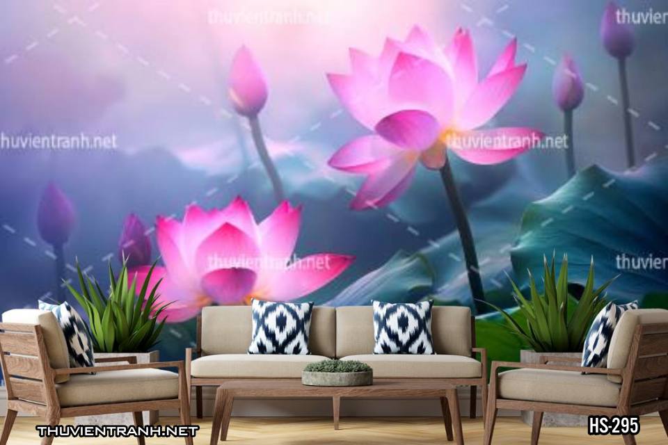 Tranh dán tường Hoa Sen - Tranh tường chất lượng cao