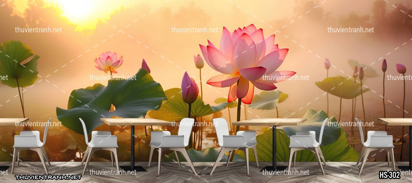 Tranh dán tường Hoa Sen - Tranh tường chất lượng cao