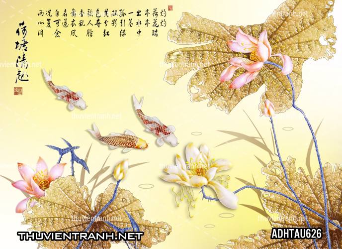 Tranh dán tường Hoa Sen Cá Chép - Kết quả tìm kiếm tranh tường