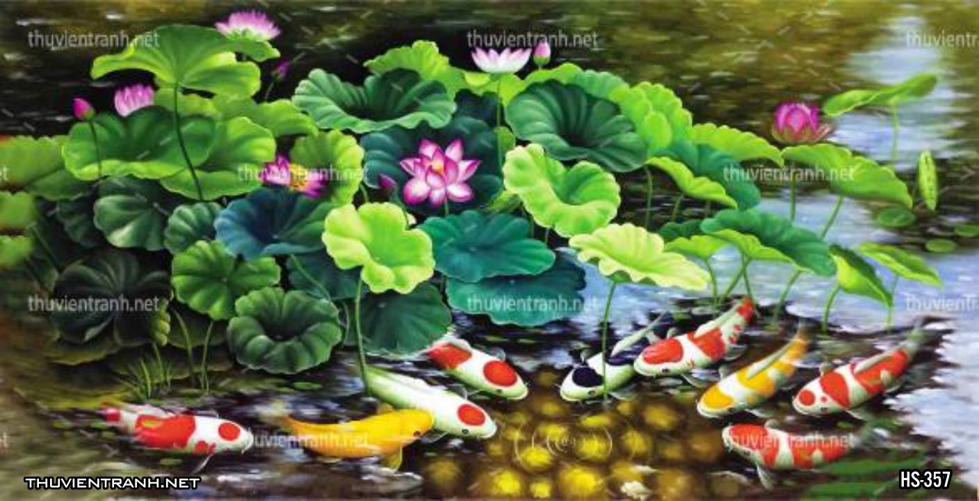 Tranh dán tường Hoa Sen Cá Chép - Kết quả tìm kiếm tranh tường