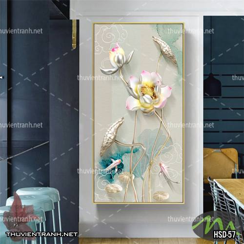  Tranh dán tường Hoa Sen Khổ Đứng - Tranh tường chất lượng cao