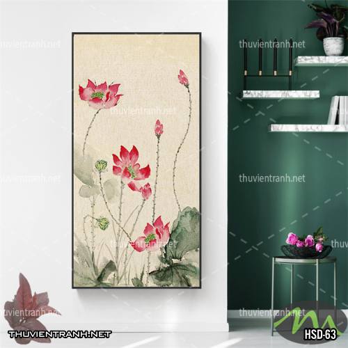  Tranh dán tường Hoa Sen Khổ Đứng - Tranh tường chất lượng cao