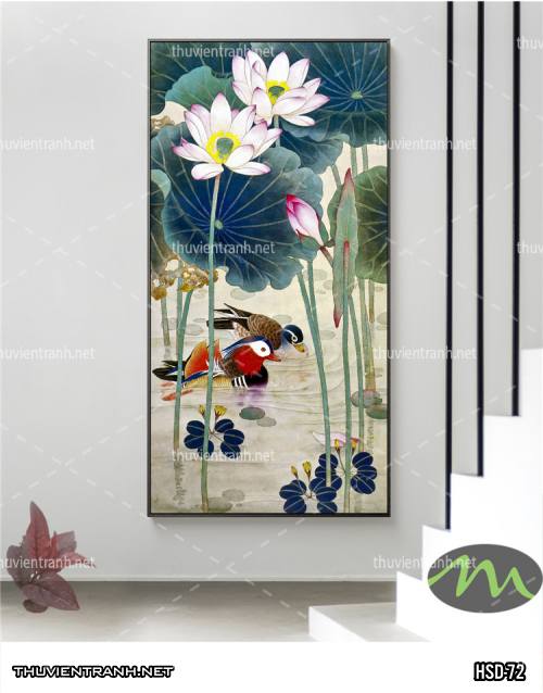  Tranh dán tường Hoa Sen Khổ Đứng - Tranh tường chất lượng cao