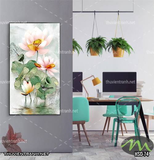  Tranh dán tường Hoa Sen Khổ Đứng - Tranh tường chất lượng cao