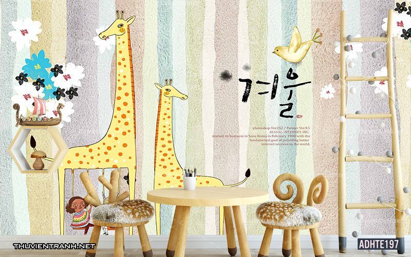 Tranh dán tường trang trí phòng ngủ trẻ em - Tranh tường chất lượng cao