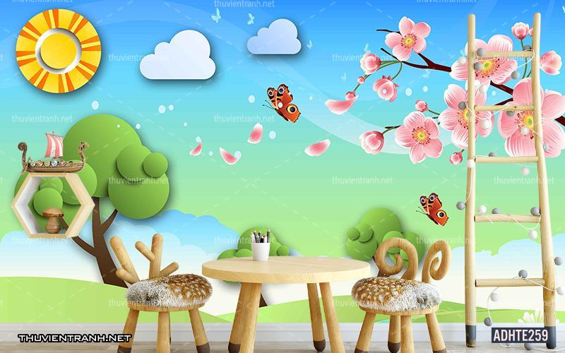Tranh dán tường trang trí phòng ngủ trẻ em - Tranh tường chất lượng cao