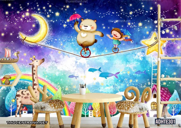 Tranh dán tường trang trí phòng ngủ trẻ em - Tranh tường chất lượng cao