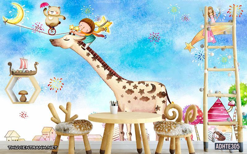 Tranh dán tường trang trí phòng ngủ trẻ em - Tranh tường chất lượng cao